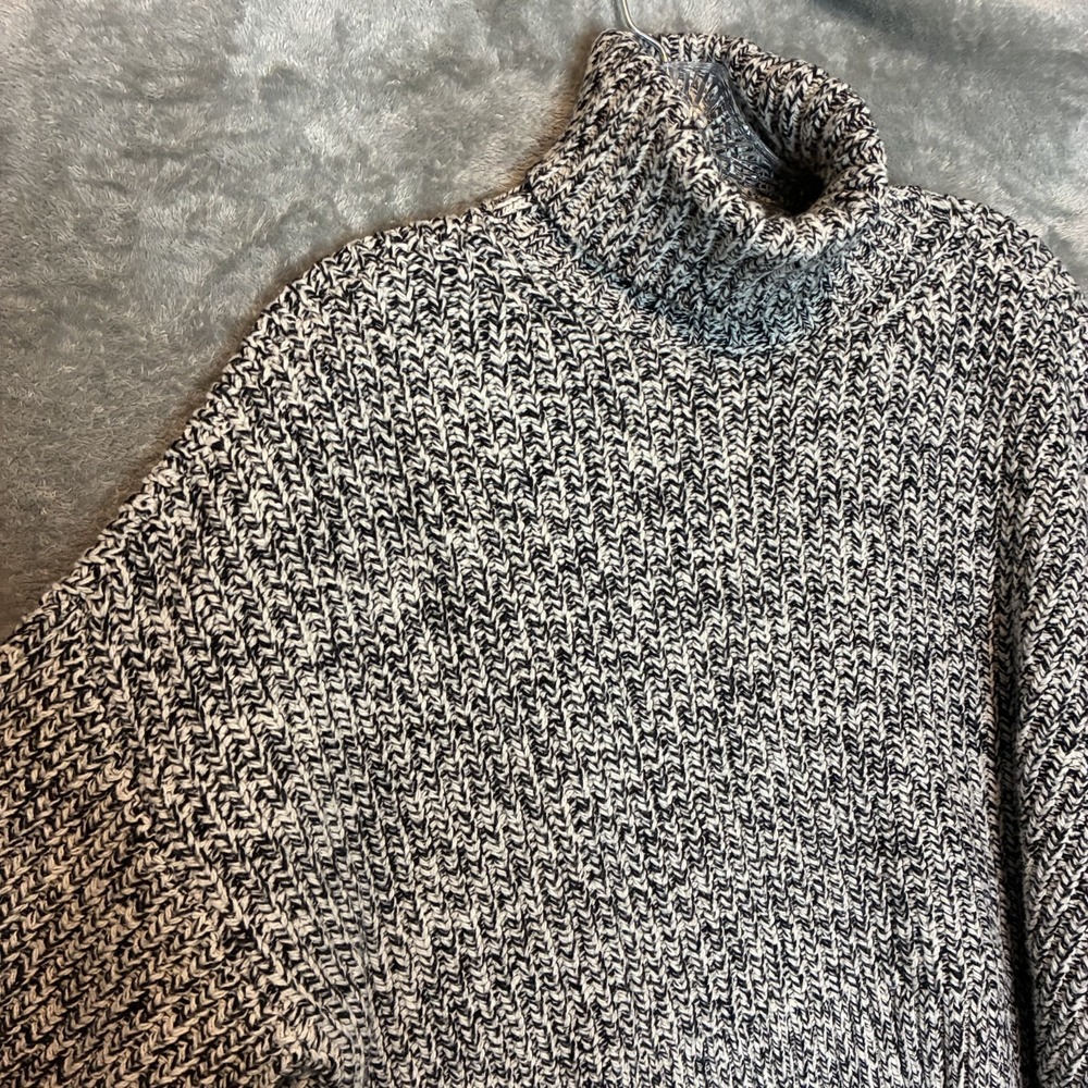 Madewell Womens Wide Rib Turtleneck Sweater S Boxy Oversized Cozy Neutral Chunky